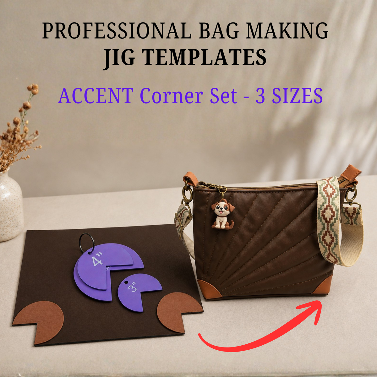 Professional Bag Making Jig Templates – Accent Corner Set (3 Sizes)