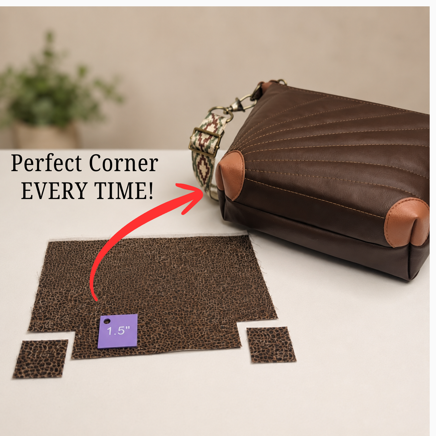 Professional Boxed Corner Jig Templates | 5-Piece Set | Bag Making Sewing Templates | 1", 1.5", 2", 2.5", 3" Box Corners