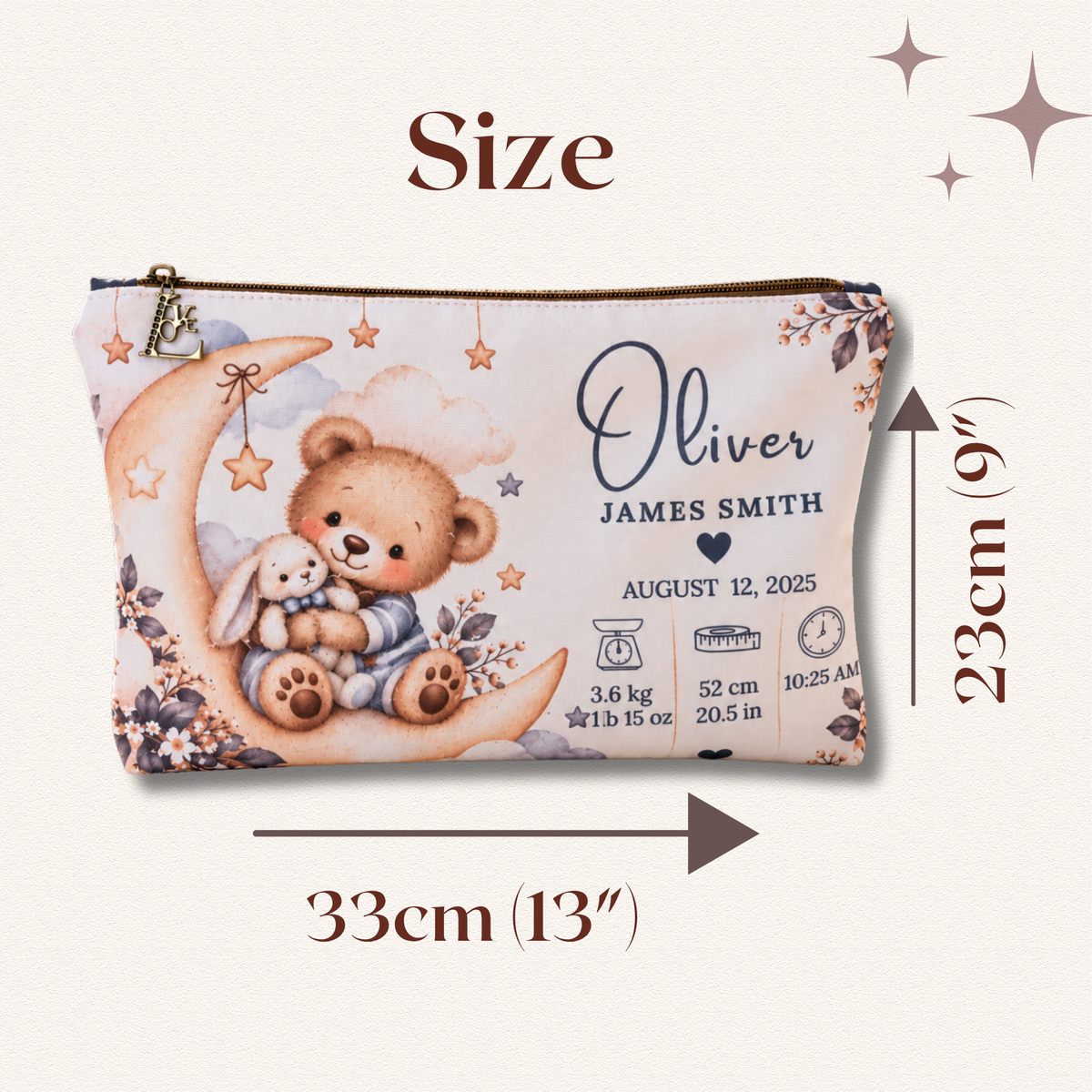 Personalized Baby Keepsake Pouch, A Newborn Gift with Birth Details, Custom Baby Memory Pouch
