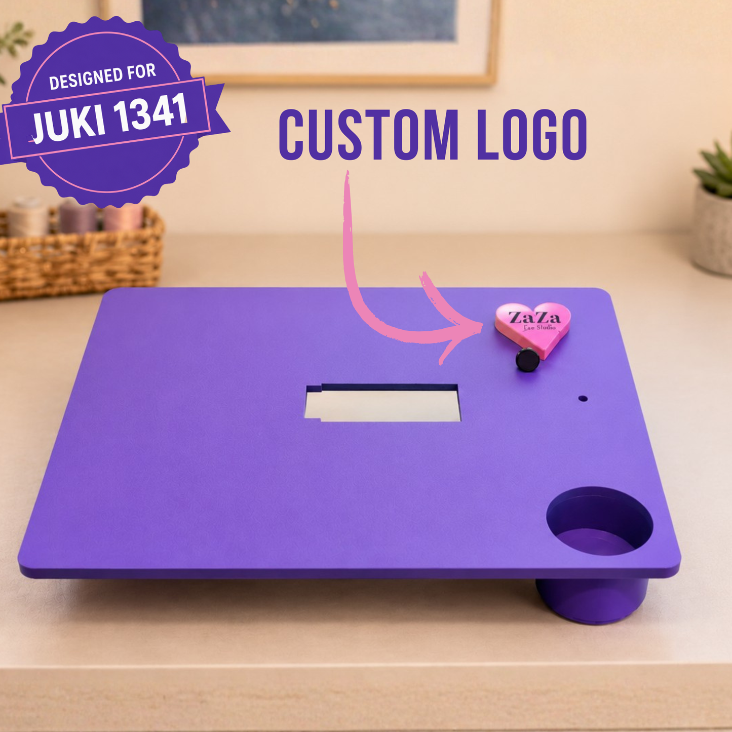 Extension Flat Bed Table for Juki LS-1341 | Removable Cup | Personalized Logo | Industrial Sewing Machine Table