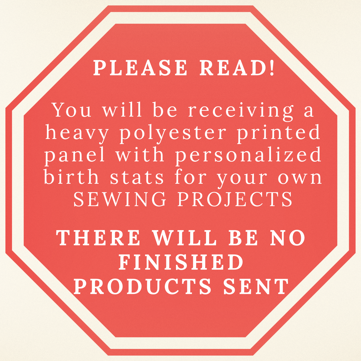 Personalized Baby Birth Stats Cotton Fabric Panel – Custom Newborn Keepsake