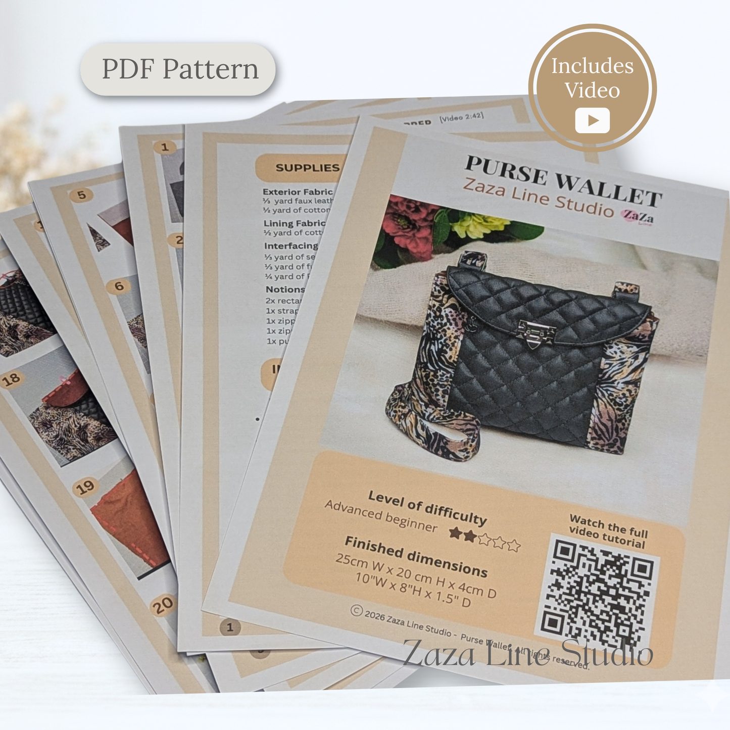 Purse Wallet PDF Pattern + Hardware kit