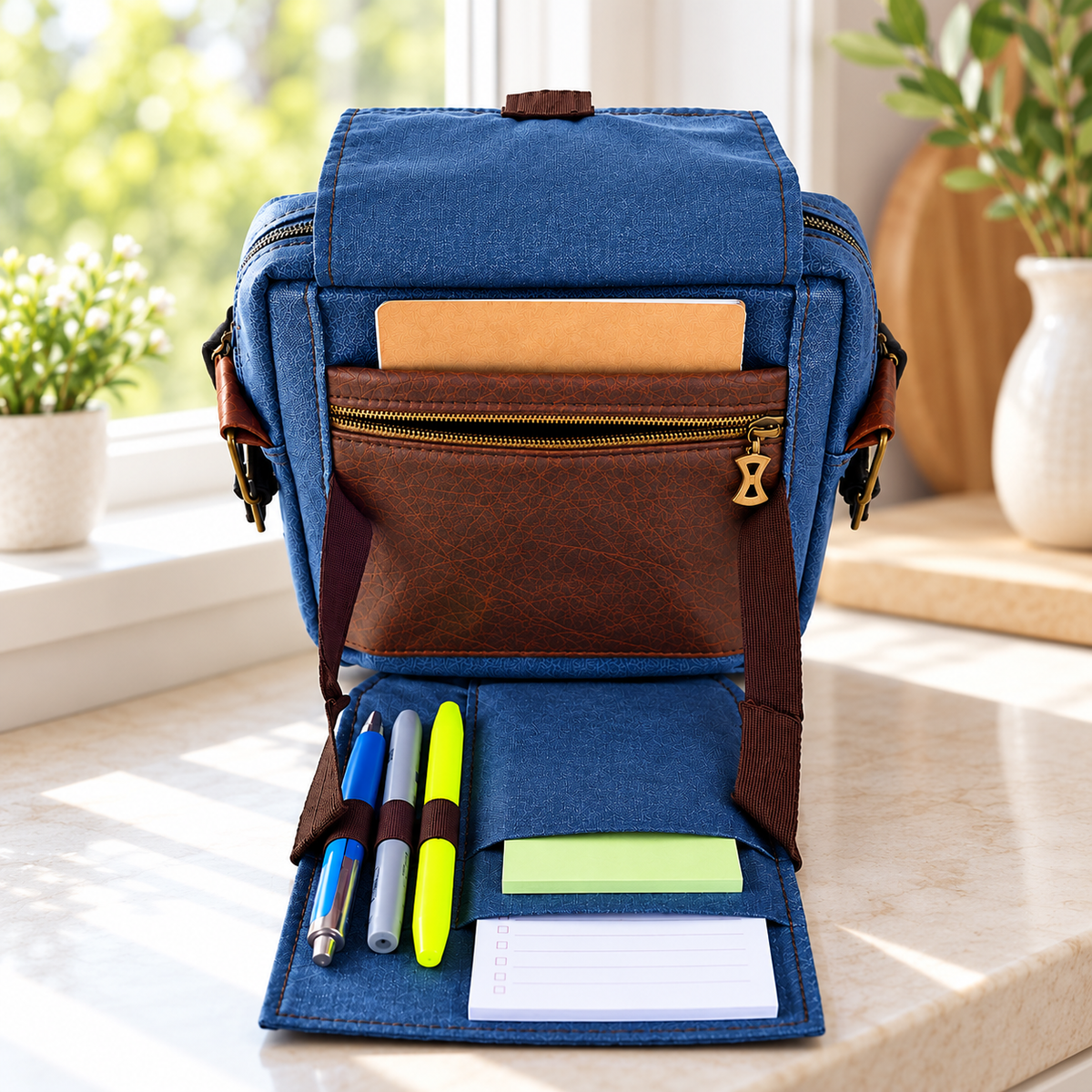 Vertical Messenger Bag Sewing Pattern, Modular Bag Pattern with Fold-Down Organizer, Multi-Pocket PDF Tutorial
