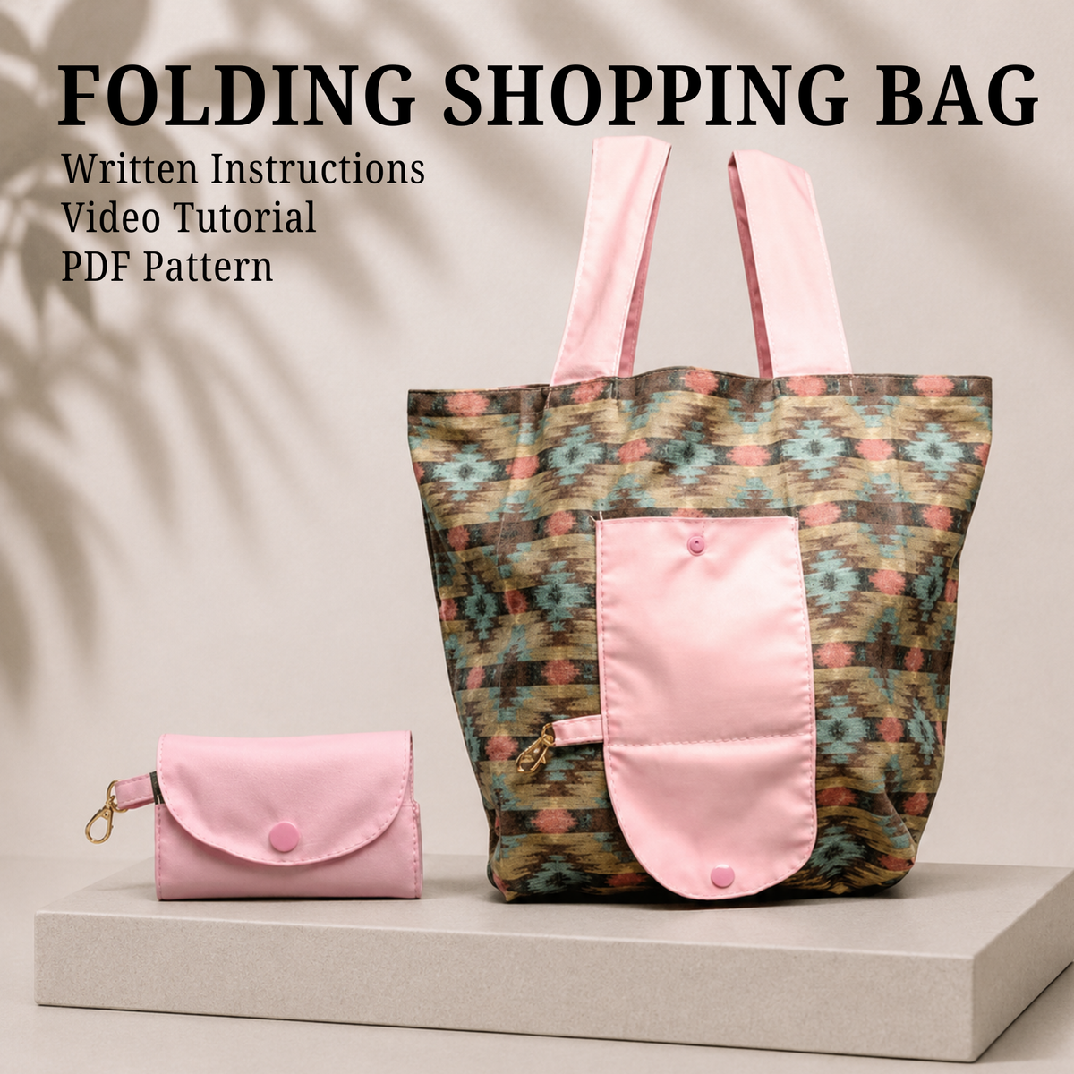 Folding Shopping Bag Sewing Pattern/ PDF Tote Bag/ DIY Compact Shopping Bag