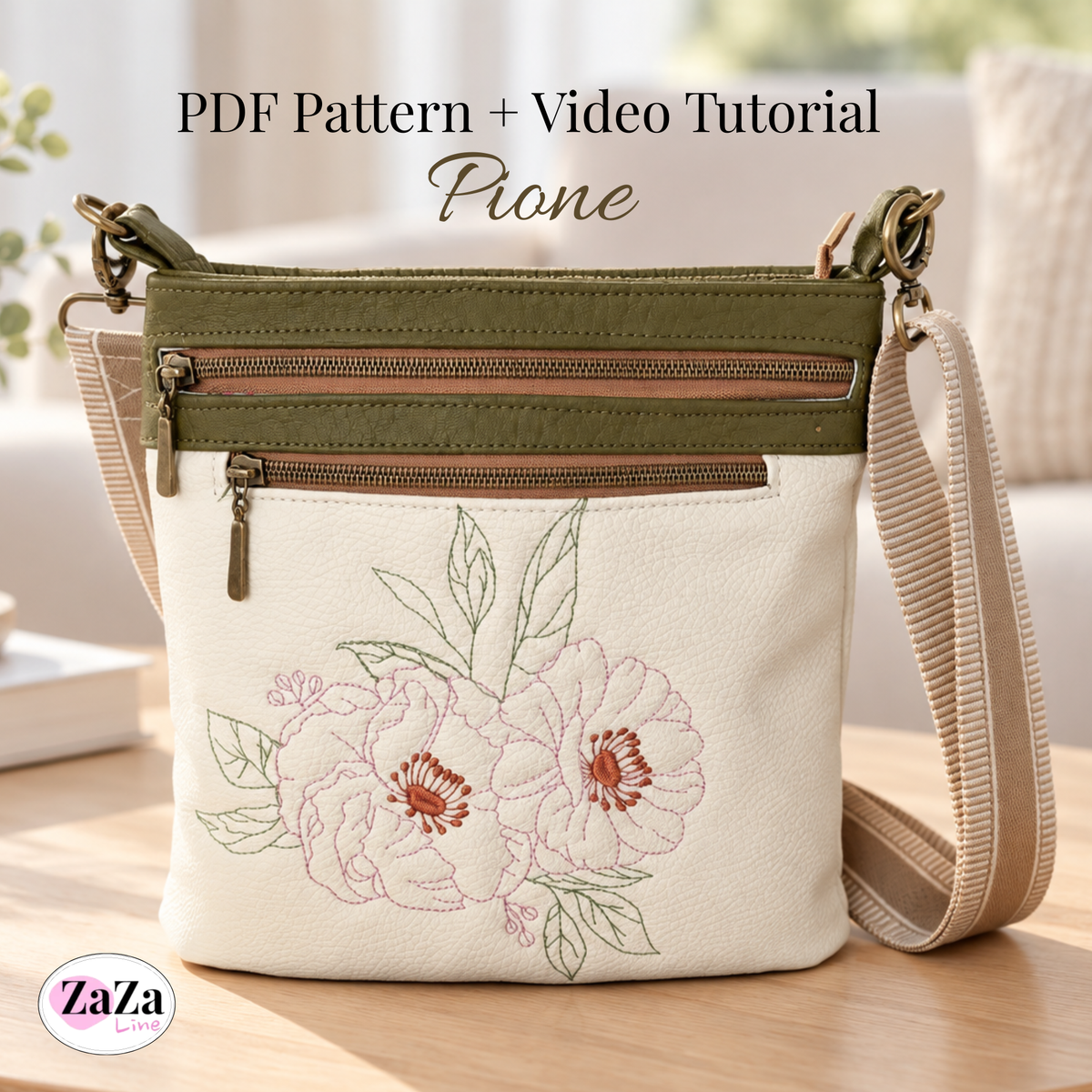 Handbag Pattern Pione with Recessed Zipper and Multiple Pockets – Video Tutorial and Instructions Included
