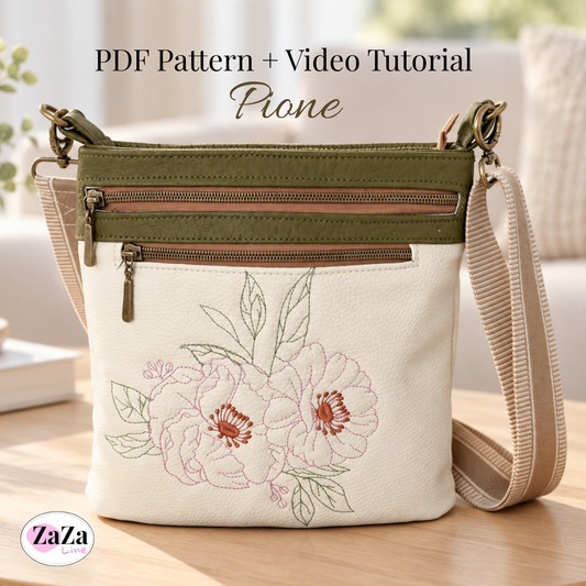 Handbag Pattern Pione with Recessed Zipper and Multiple Pockets – Video Tutorial and Instructions Included