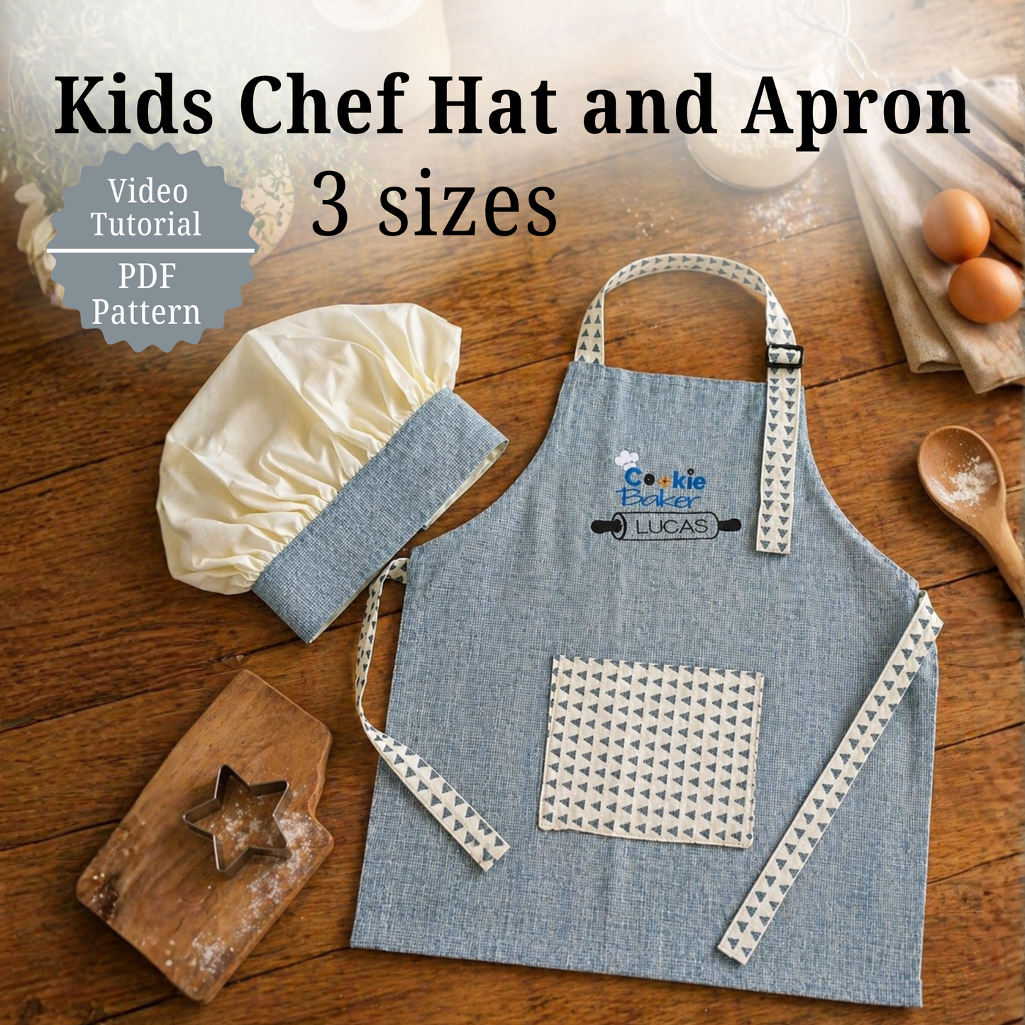 Kids Chef Hat and Apron - 3 sizes