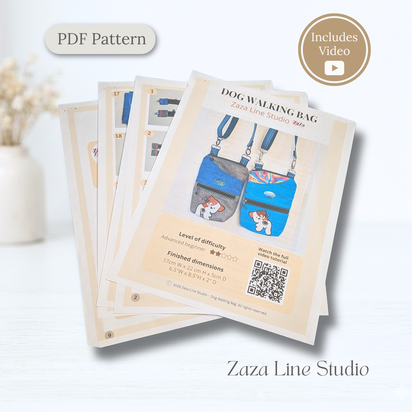 Dog Bag PDF Pattern + Hardware Kit Bundle (Reflective Zipper & Glow in the dark Patch)