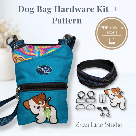 Dog Bag PDF Pattern + Hardware Kit Bundle (Reflective Zipper & Glow in the dark Patch)