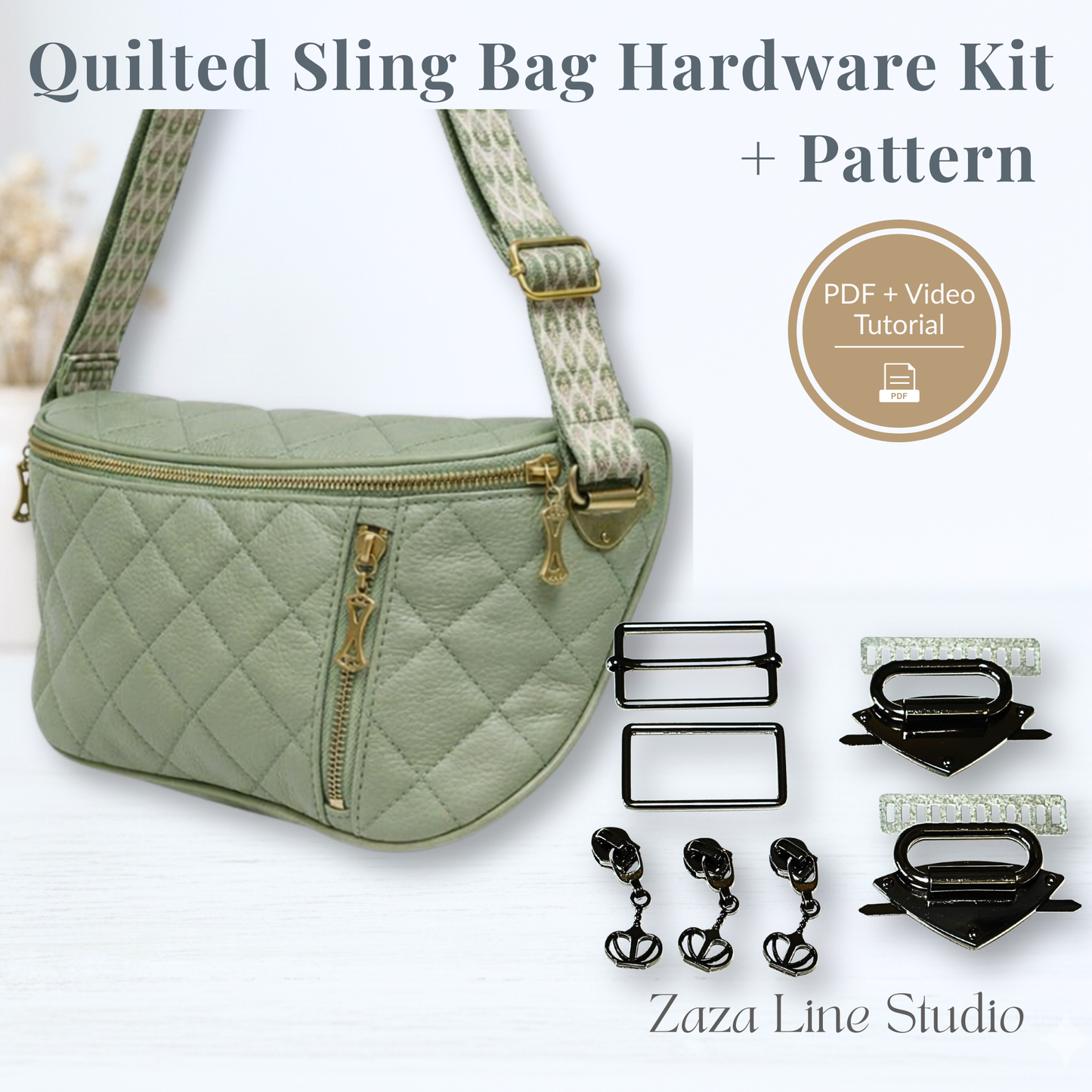 Quilted Sling Bag Hardware Kit + Pattern