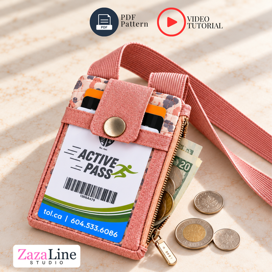 Photo Card Holder Organizer Sewing Pattern – ID Wallet with Clear PVC Window and Zipper Pocket