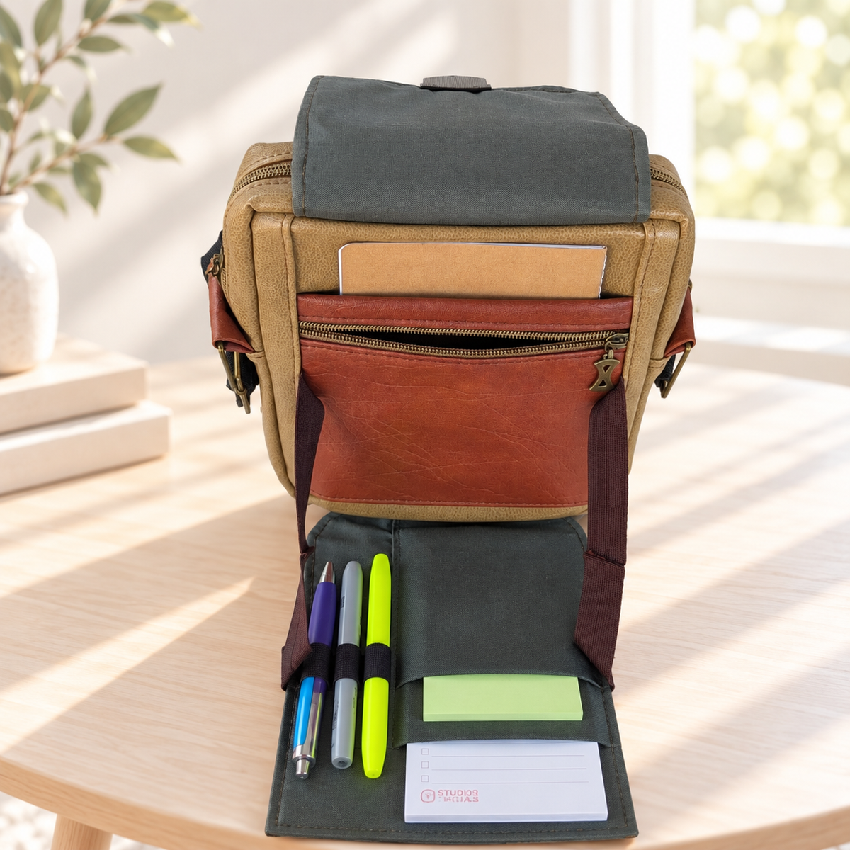 Vertical Messenger Bag Sewing Pattern, Modular Bag Pattern with Fold-Down Organizer, Multi-Pocket PDF Tutorial