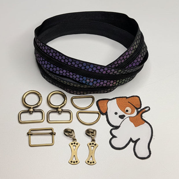 Dog Bag PDF Pattern + Hardware Kit Bundle (Reflective Zipper & Glow in the dark Patch)