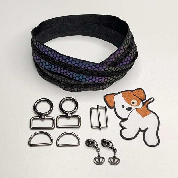 Dog Bag PDF Pattern + Hardware Kit Bundle (Reflective Zipper & Glow in the dark Patch)