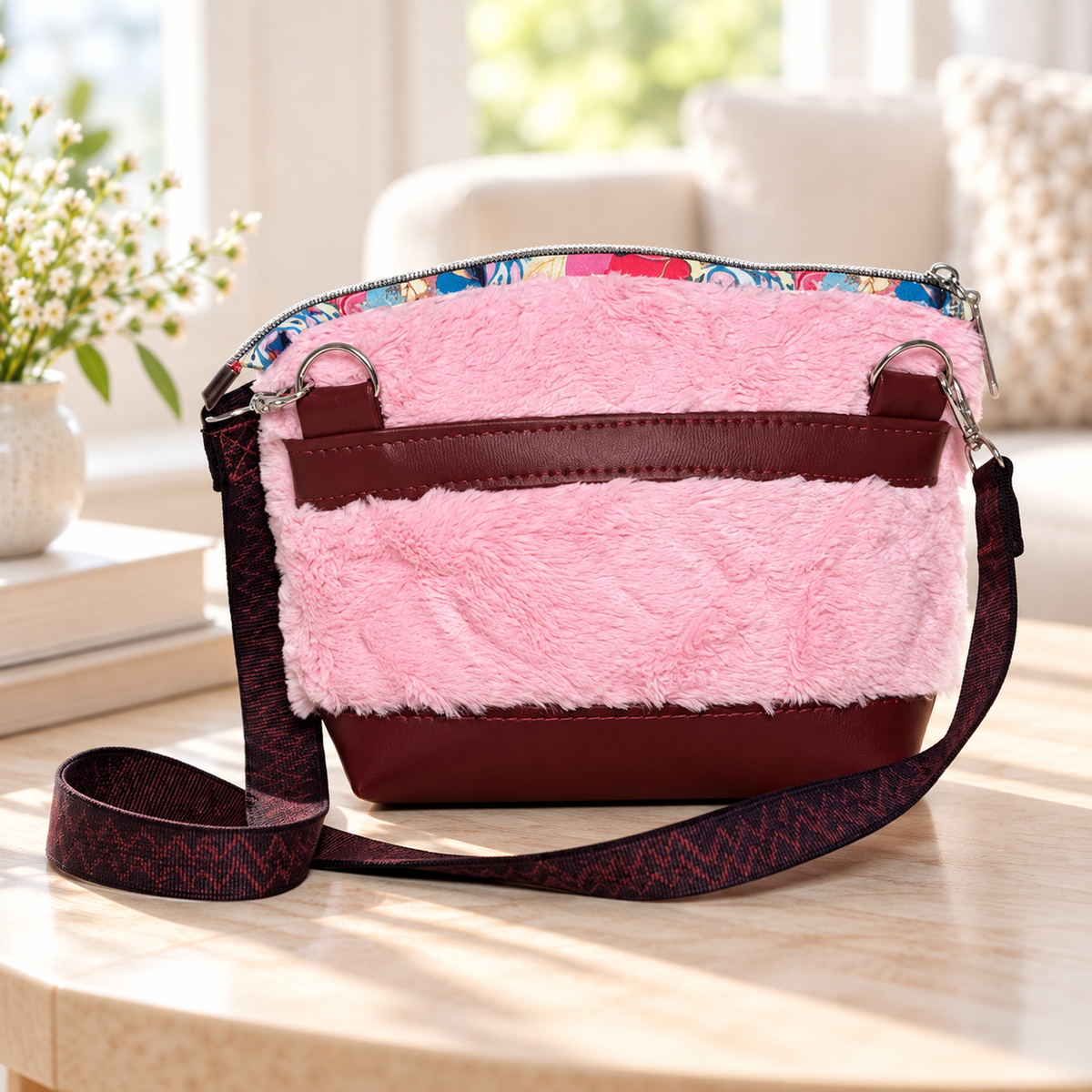Plush Fabric Girls Handbag Sewing Pattern PDF, Convertible Zipper Pouch to Purse with Embroidery, Video Tutorial