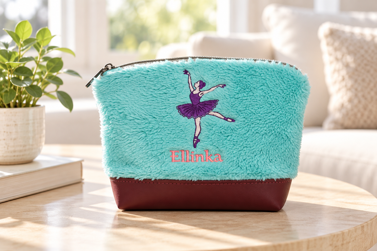 Plush Fabric Girls Handbag Sewing Pattern PDF, Convertible Zipper Pouch to Purse with Embroidery, Video Tutorial